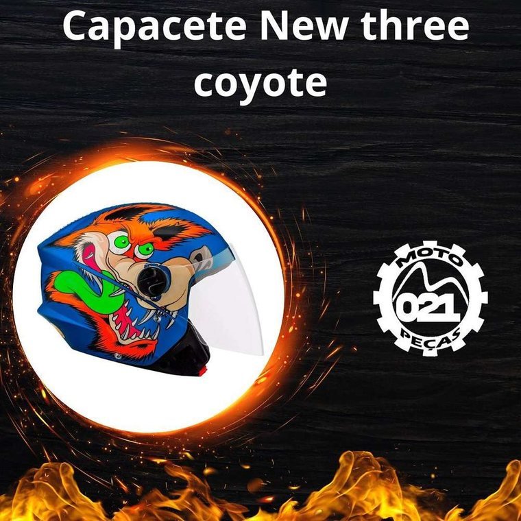 Capacete Coyote New Three, cor Estampado, linha Coyote — 021 Moto Peças Vargem Pequena RJ